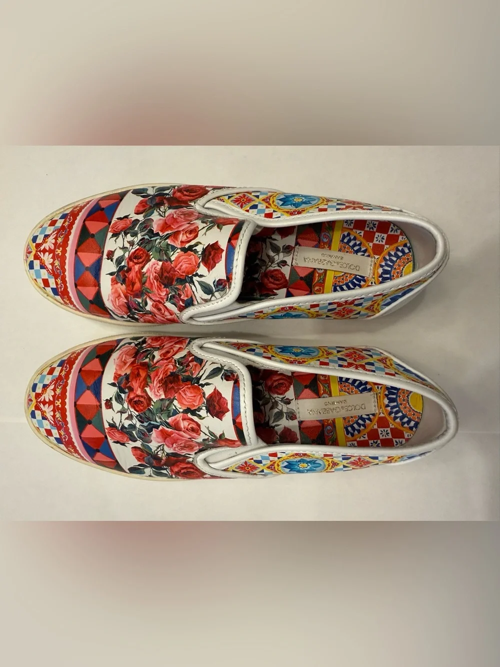 Dolce & Gabbana White Multi Floral Slip-On Girl’s Sneakers Size EU 33/ US 1,5